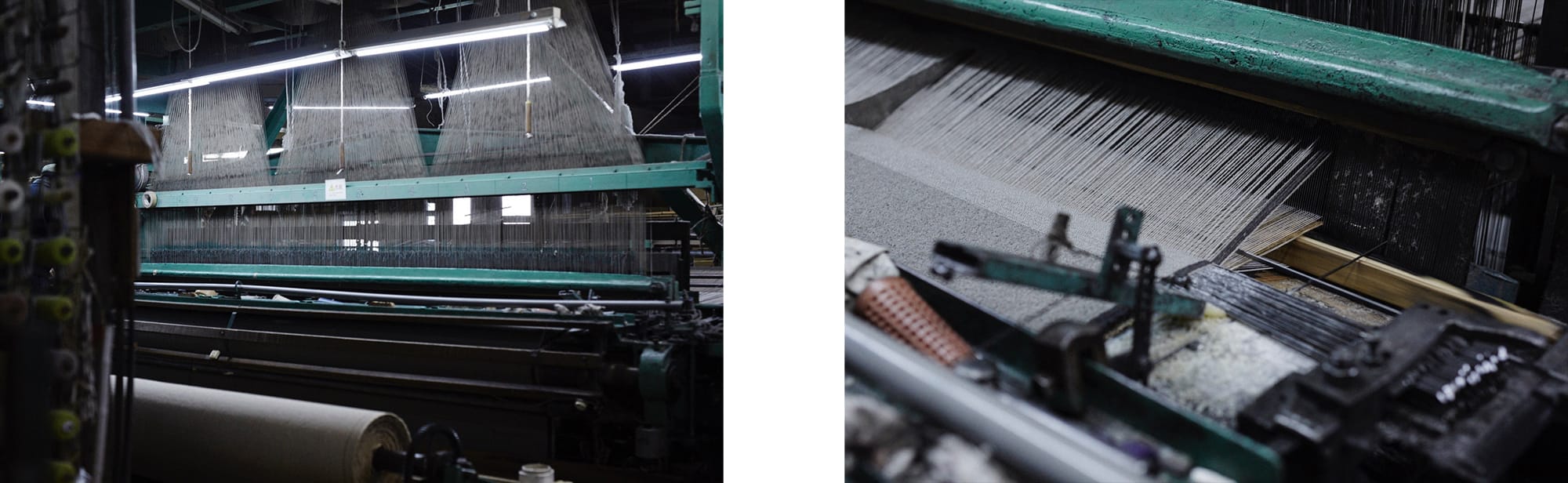 これらのカーペットを作リ出すウィルトン織機は、1800年代のイギリス産業革命の時代に開発された歴史的な織機。堀田カーペットでは50年ほど前に日本で生産されたウィルトン織機を何度もメンテナンスをしながら使っている。