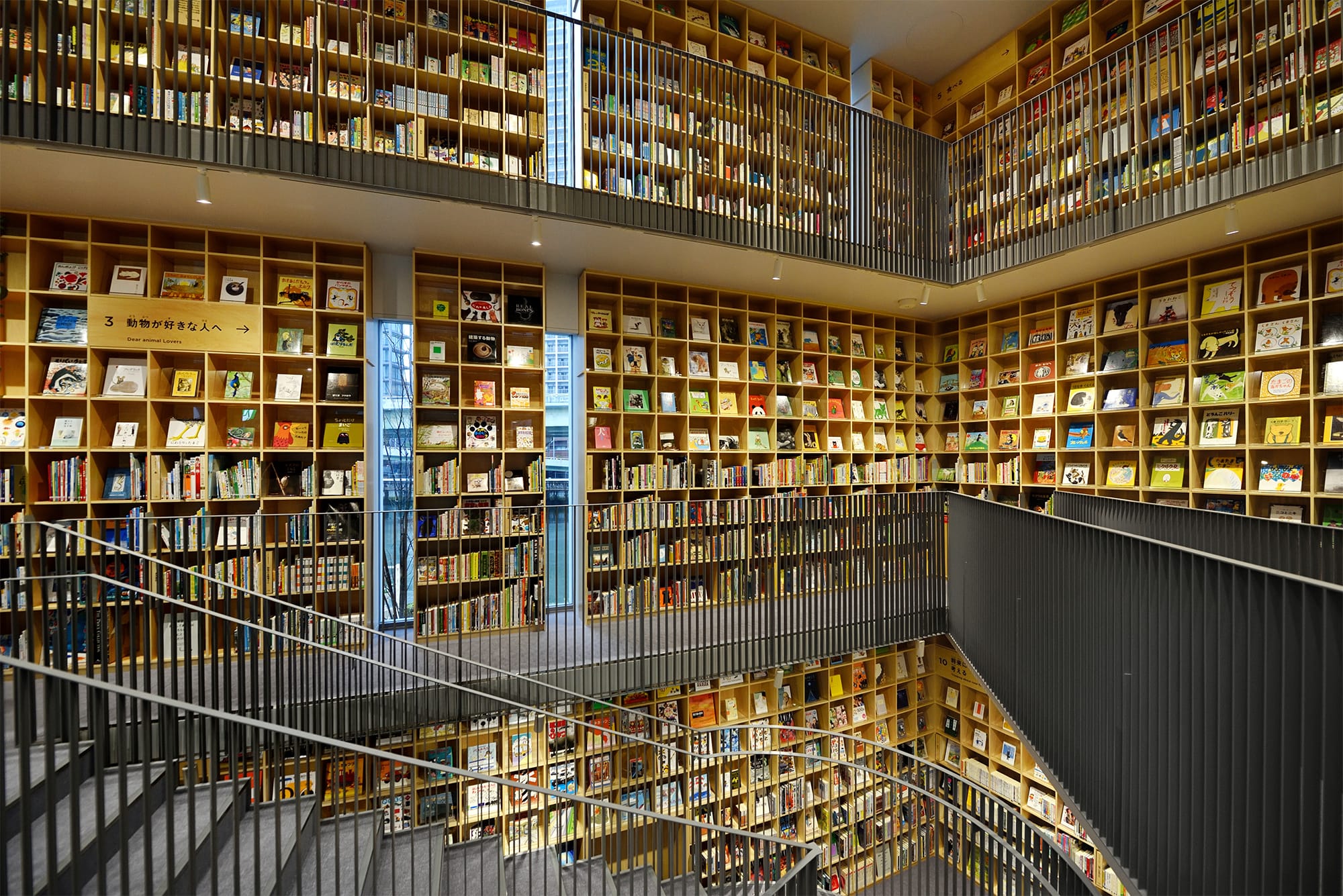 ３フロア分の壁がすべて本棚になっている、まさに”本の森”のようだ。