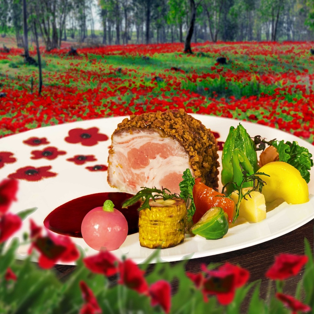 ランチの選べるメイン肉料理「The Deadly Poppy Field -おそろしいケシの野-」