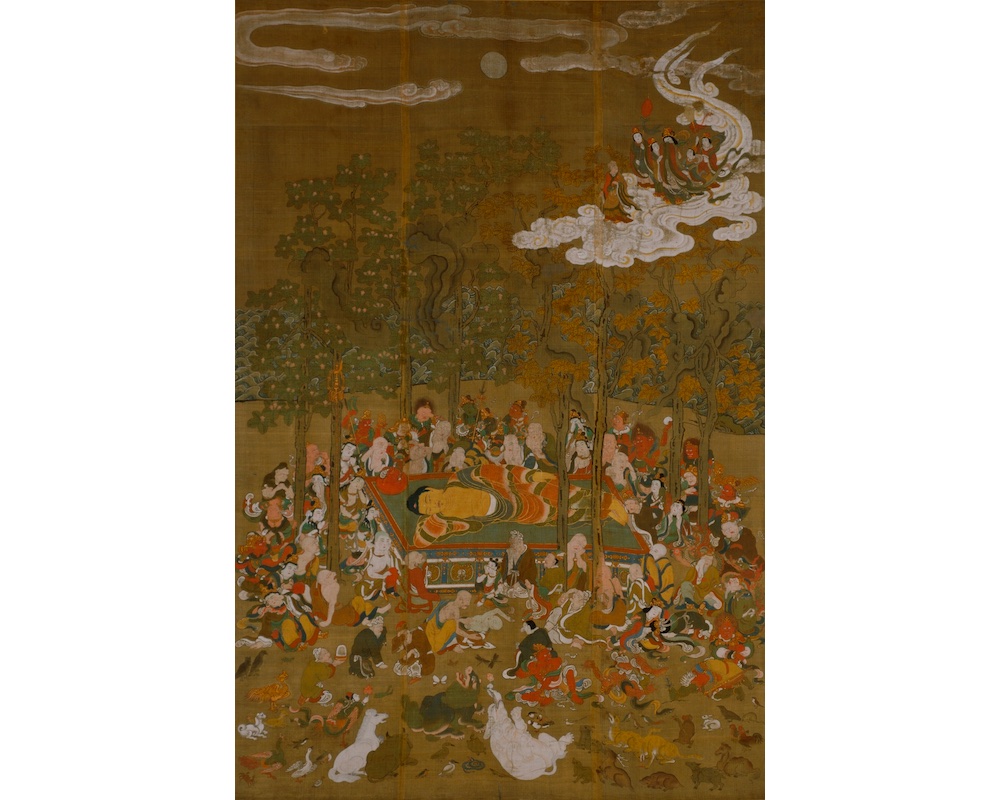 「仏涅槃図」桃山時代 絹本著色