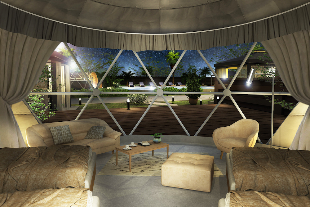 「グランピングサウナ - SISU- 」　ドーム型テント内部のイメージ