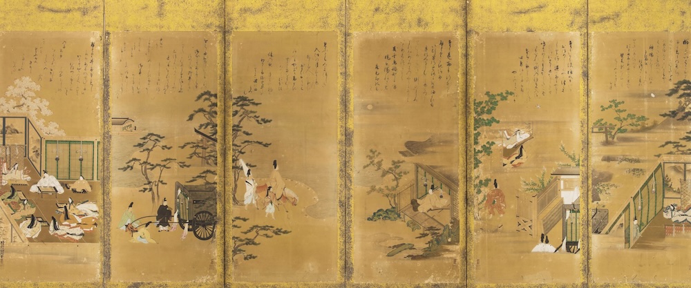 狩野山楽《源氏物語図押絵貼屏風》左隻／福田美術館蔵 後期