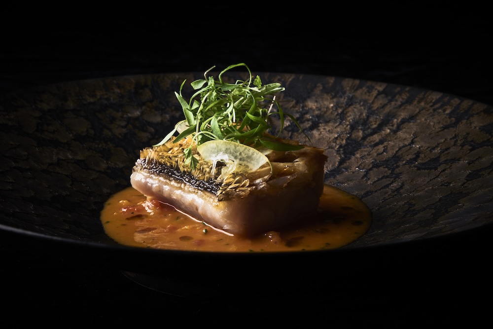 Grilled tilefish with marinière sauce