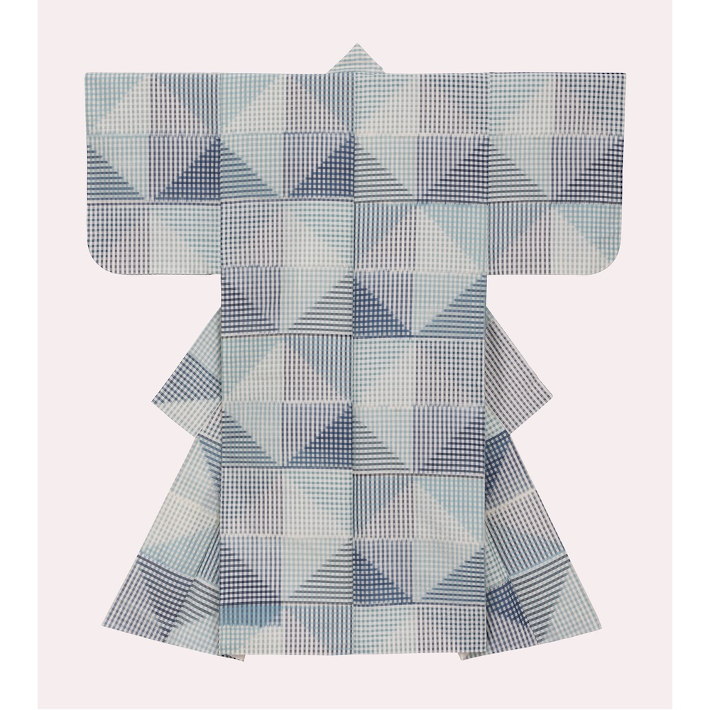Kosode "Francesco" 2020 Supervised by Fukumi Shimura Produced by Miyakoki Kobo Silk thread / Kusuki wood, indigo [First half exhibition]