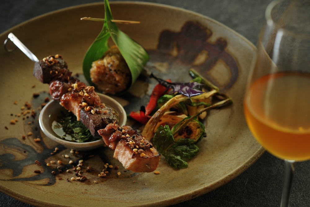 熟成牛サーロインと豚肉のブロシェット