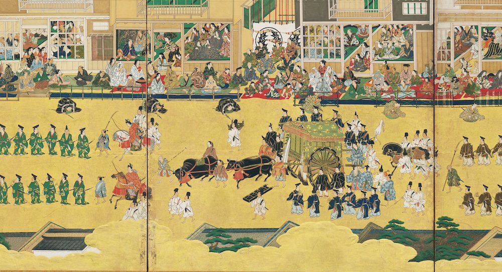 《二条城行幸図屏風》右隻部分：徳川家光将軍の牛車
