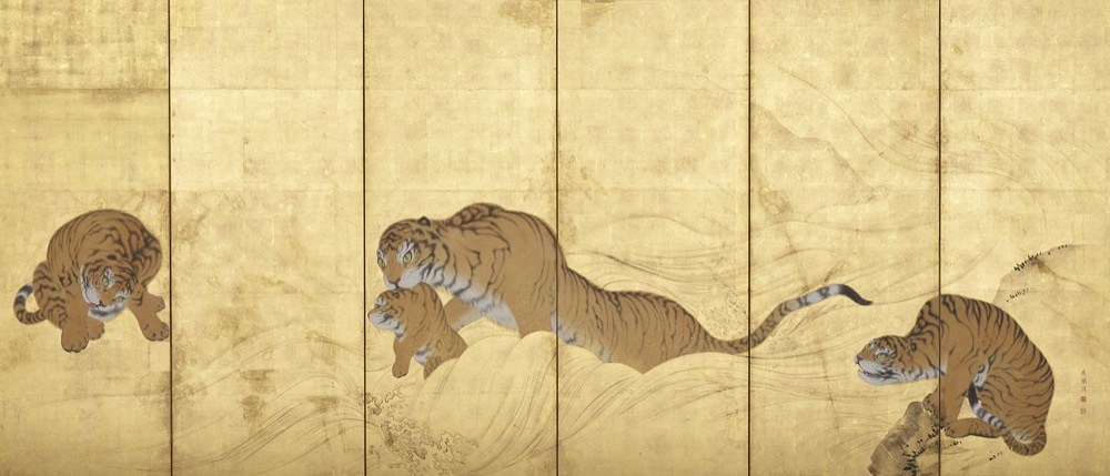 円山応挙《虎の子渡し図屛風》 1781 – 1782年 大英博物館蔵　© The Trustees of the British Museum