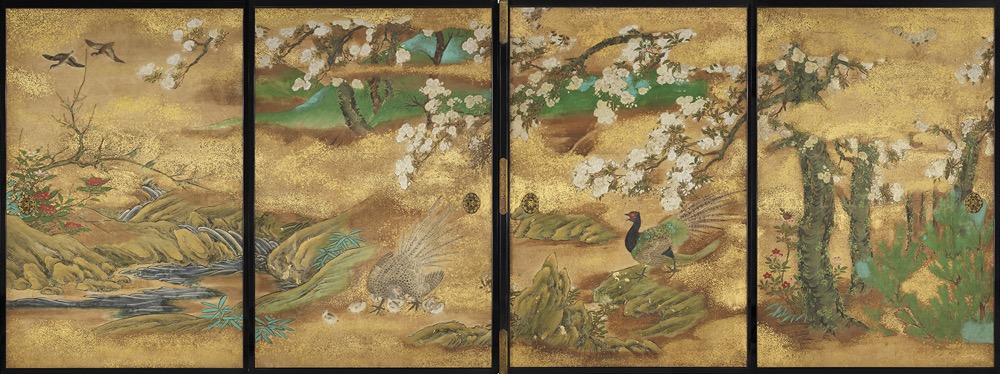 狩野宗眼重信《春景花鳥図襖》 17世紀初 個人蔵