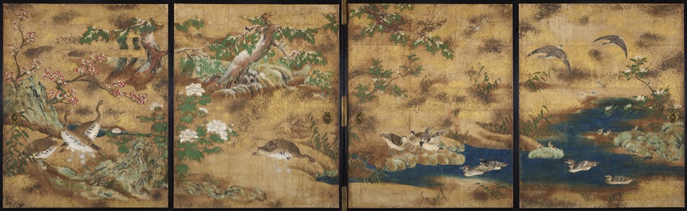 狩野宗眼重信《秋冬花鳥図襖》 17世紀初 大英博物館蔵　© The Trustees of the British Museum
