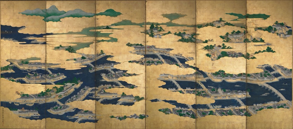 吉村周山《大坂図屛風》 1725 - 1776年 大英博物館蔵　© The Trustees of the British Museum