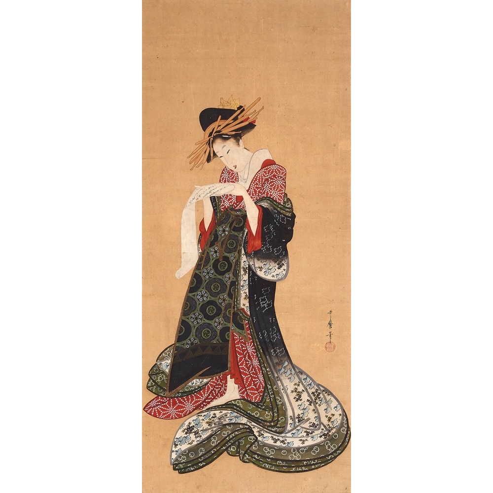 喜多川歌麿《文読む遊女》 1804 – 1806 年頃 大英博物館蔵　© The Trustees of the British Museum